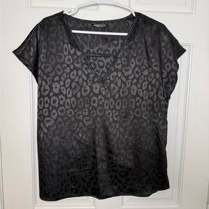 Lane Bryant Black Leopard Print Short Sleeve Top